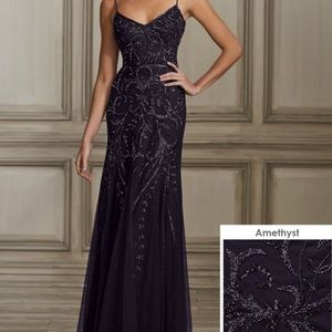 Adrianna Papell Beaded Dress Amethyst Color